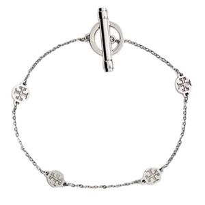 TORY BURCH • Silver Logo Delicate Miller Toggle Bracelet